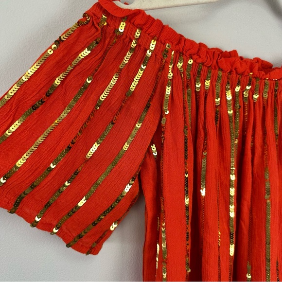 Sundress Tara Milk Tea Bella Orange Gold Sequin Dress - Picture 4 of 7